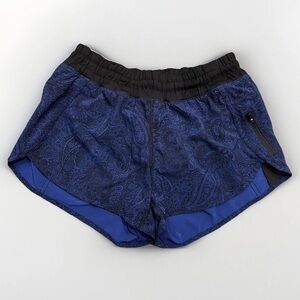 Lululemon Tracker Short IV Mini Antique Paisley Sapphire Blue Black Running Sz 6